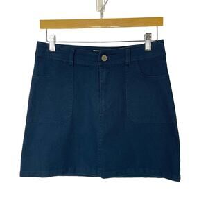 Copper Key | NWT Navy Blue Denim Twill A-line Mini Skirt